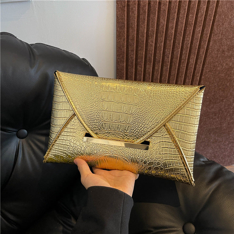 Versatile Trendy Crocodile-pattern Envelope Bag With A Chic Fashionable Vibe