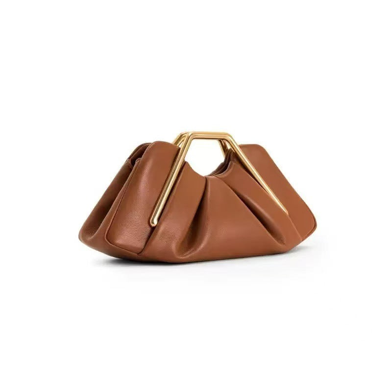 Womens Retro-Style Framed Pleated Cloud Bag