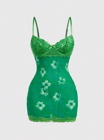 Women's Sexy Lace Cinched Waist Vintage Dress