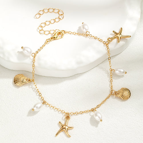 Adjustable Alloy Starfish Pendant Anklet For Women