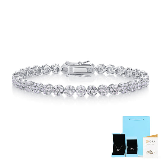 Set With Top-quality Moissanite, This Luxurious And Fashionable Light Luxury Trend Jewelry Silver Bracelet Is Made Of S925 Silver Electroplated With Platinum
