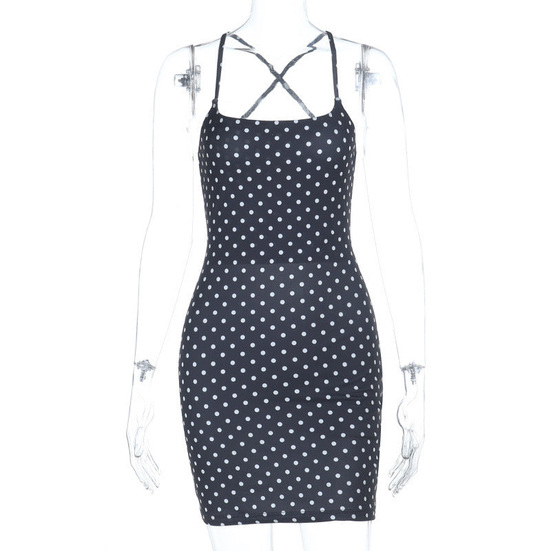 Slimming Figure-Hugging Polka-Dot Backless Dress For Women