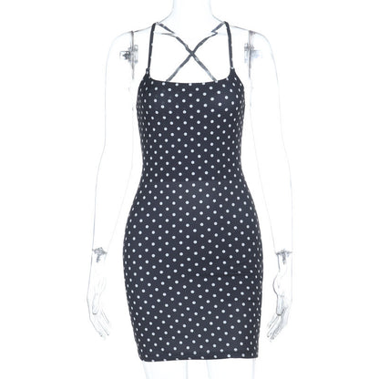 Slimming Figure-Hugging Polka-Dot Backless Dress For Women