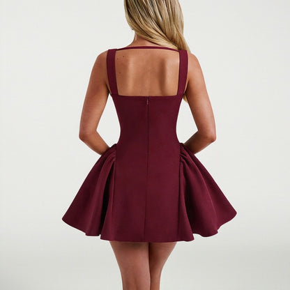 Chest-hugging Waist-cinching Solid-color Formal Dress