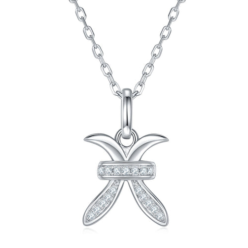12 Zodiac Signs - Pisces, Set With Top-quality Moissanite, Luxurious And Fashionable Light Luxury Trend Jewelry, Silver Necklace Pendant S925, Silver-plated Platinum