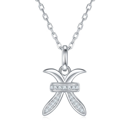 12 Zodiac Signs - Pisces, Set With Top-quality Moissanite, Luxurious And Fashionable Light Luxury Trend Jewelry, Silver Necklace Pendant S925, Silver-plated Platinum