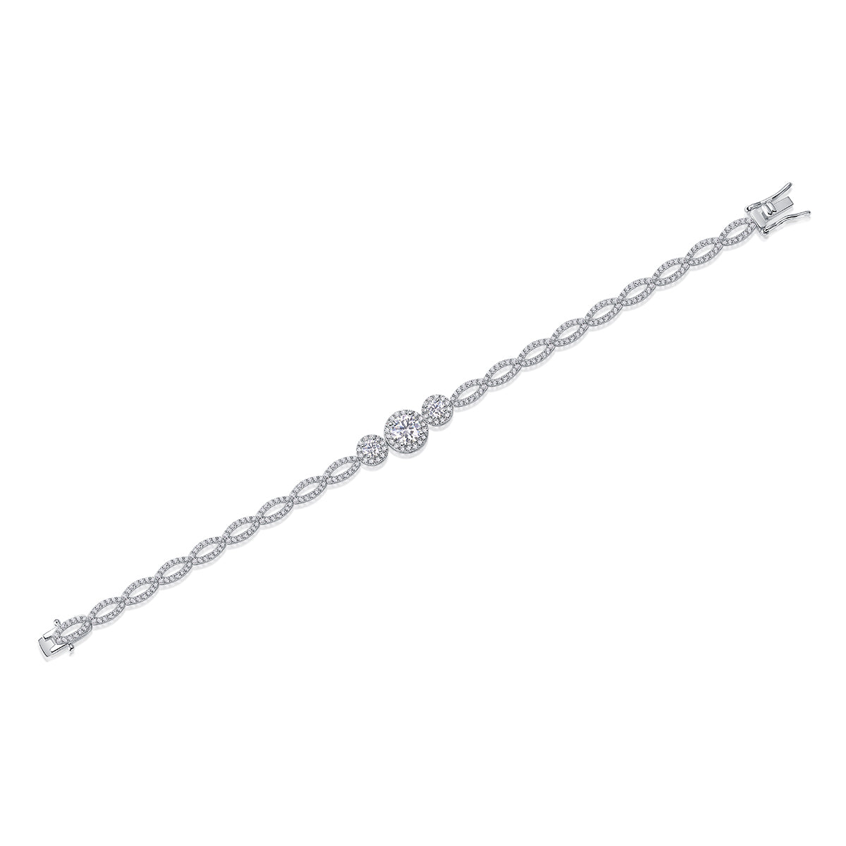 1-carat Luxury And Fashionable Light Luxury Trend Jewelry Silver Bracelet Set With Top-quality Moissanite, S925 Silver Electroplated Platinum