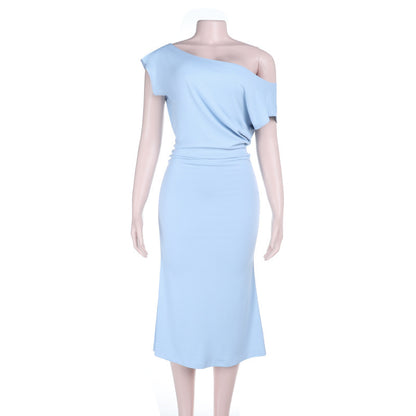 Off-Shoulder Fitted Waist Solid Color Chic Bodycon Dress