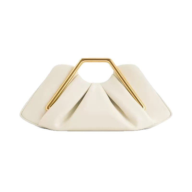 Womens Retro-Style Framed Pleated Cloud Bag