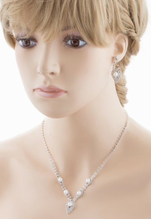 Bridal Wedding Crystal Rhinestone Pearl Fashion Jewelry Set