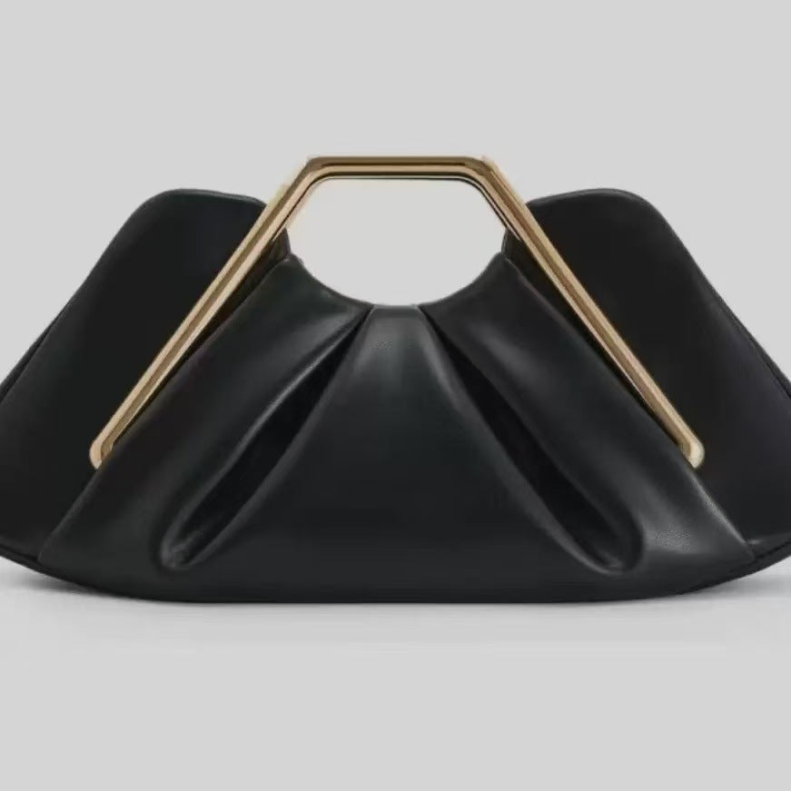 Womens Retro-Style Framed Pleated Cloud Bag