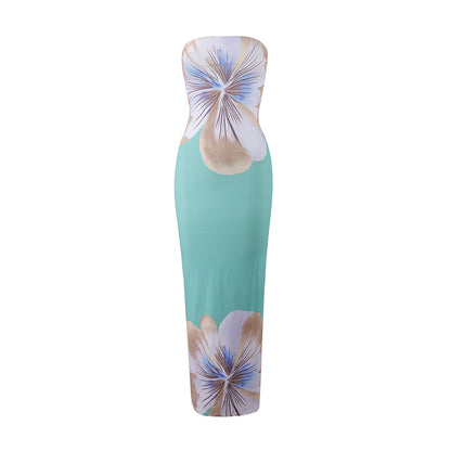 Womens Casual All-Match Fashionable Elegant Sexy Tube Dress Slim-Fit Long Dress