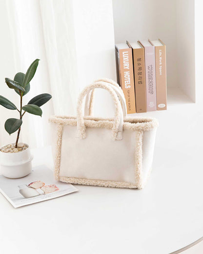 Womens Plush Crossbody Tote Bag