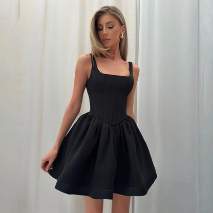 Slip-style Silk Fishbone Waist-cinching Dress